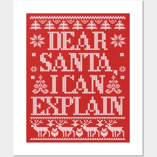 Dear Santa I Can Explain Funny Ugly Christmas Design Posters and Art